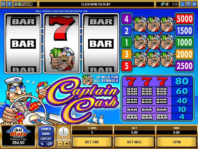 Main Screen Reels - Microgaming Captain Cash Slot