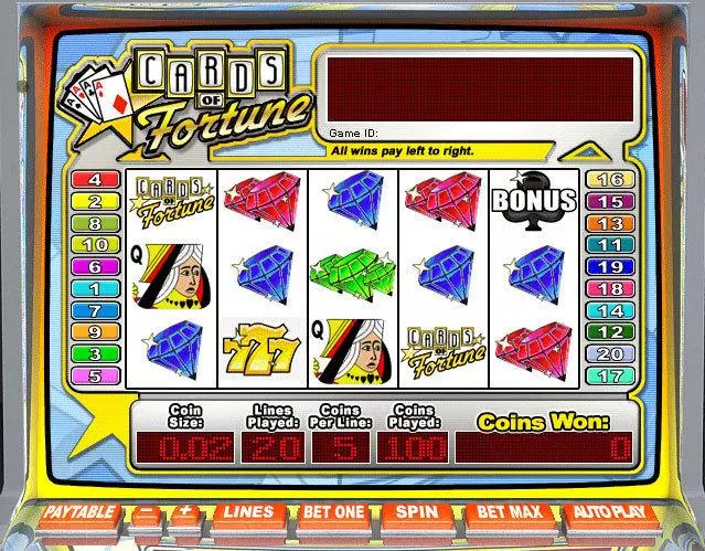Main Screen Reels - Leap Frog Cards of Fortune Slot
