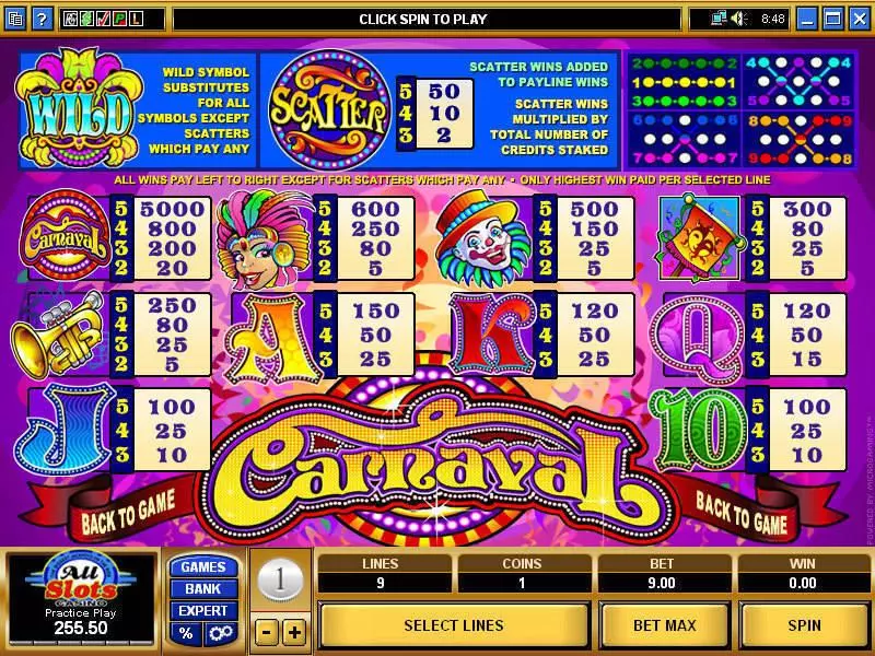 Info and Rules - Microgaming Carnaval Slot