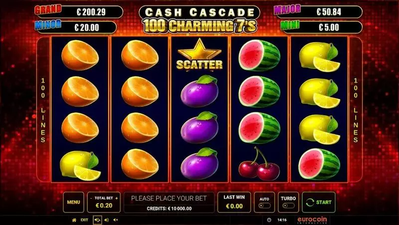 Main Screen Reels - Greentube Cash Cascade – 100 Charming 7’s Slot