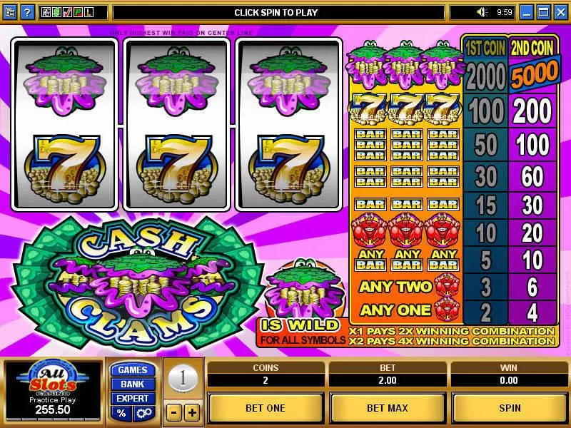 Main Screen Reels - Microgaming Cash Clams Slot