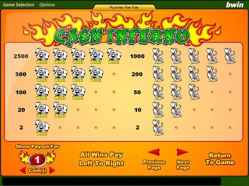 Info and Rules - Amaya Cash Inferno Slot