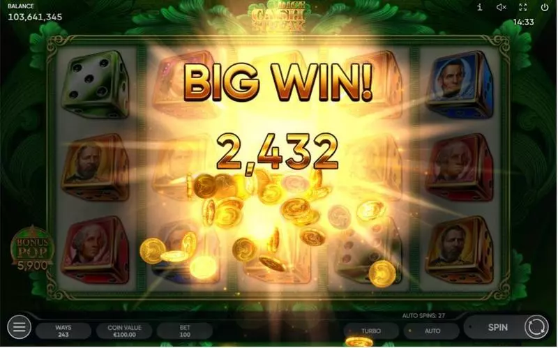 Winning Screenshot - Endorphina Cash Streak Dice Slot