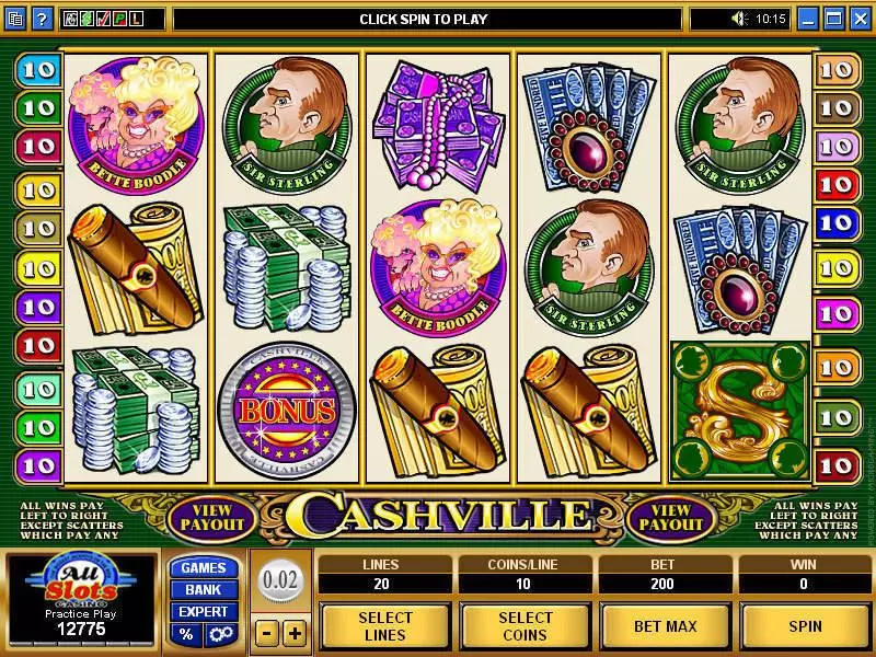Main Screen Reels - Microgaming Cashville Slot