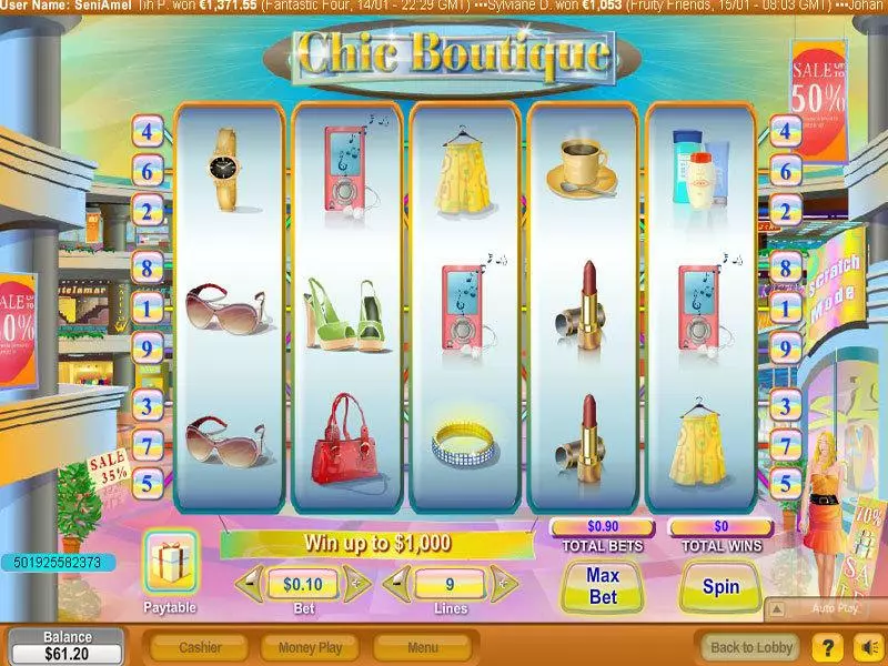 Main Screen Reels - NeoGames Chic Boutique Slot
