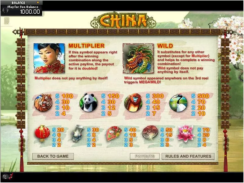 Info and Rules - GamesOS China MegaWild Slot