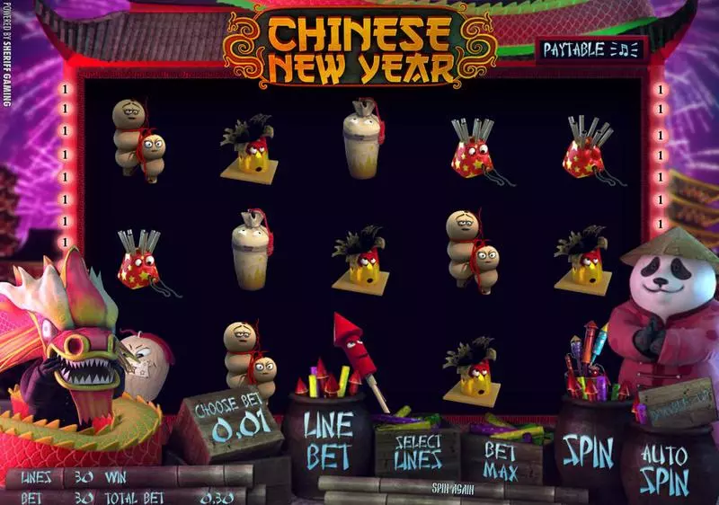 Main Screen Reels - Sheriff Gaming Chinese New Year Slot