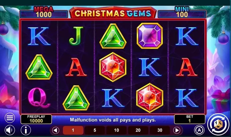 Main Screen Reels - 1Spin4Win Christmas Gems Hold And Win Slot