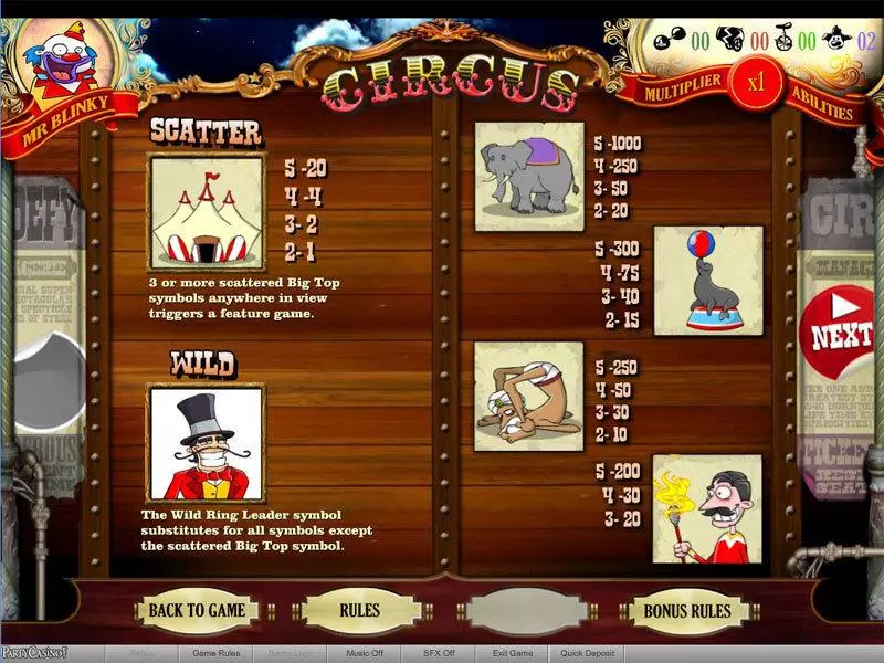 Info and Rules - bwin.party Circus Slot