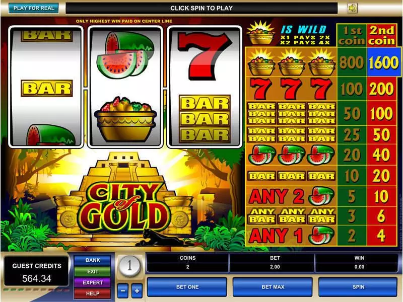 Main Screen Reels - Microgaming City of Gold Slot