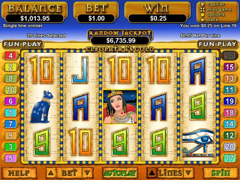 Main Screen Reels - RTG Cleopatra's Gold Slot