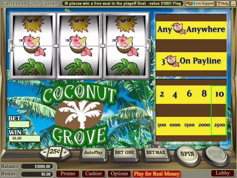 Main Screen Reels - Vegas Technology Coconut Grove Slot