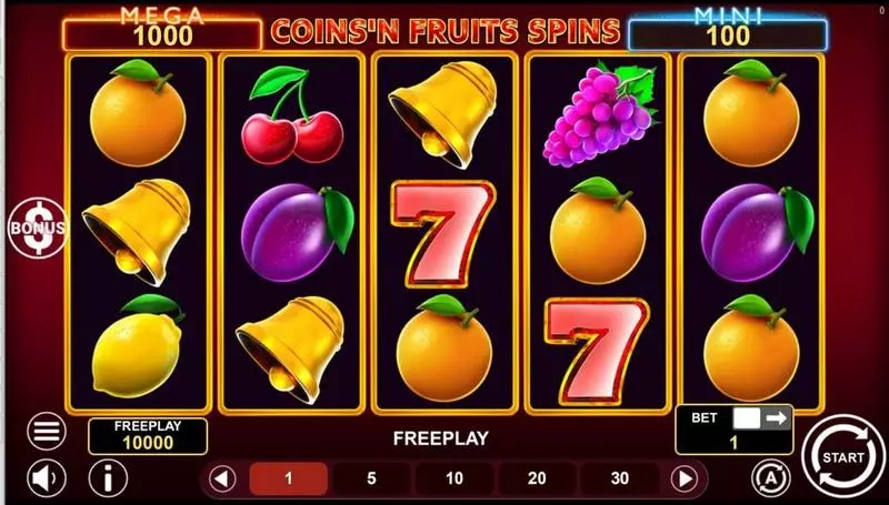 Main Screen Reels - 1Spin4Win COINS'N FRUITS SPINS Slot