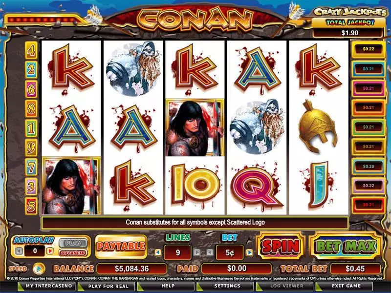 Main Screen Reels - CryptoLogic Conan the Barbarian Slot