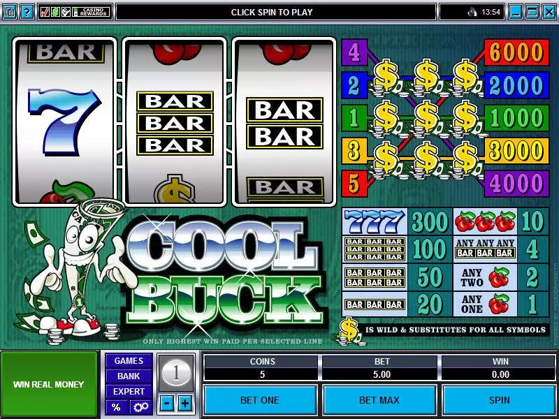 Main Screen Reels - Microgaming Cool Buck Mini Slot