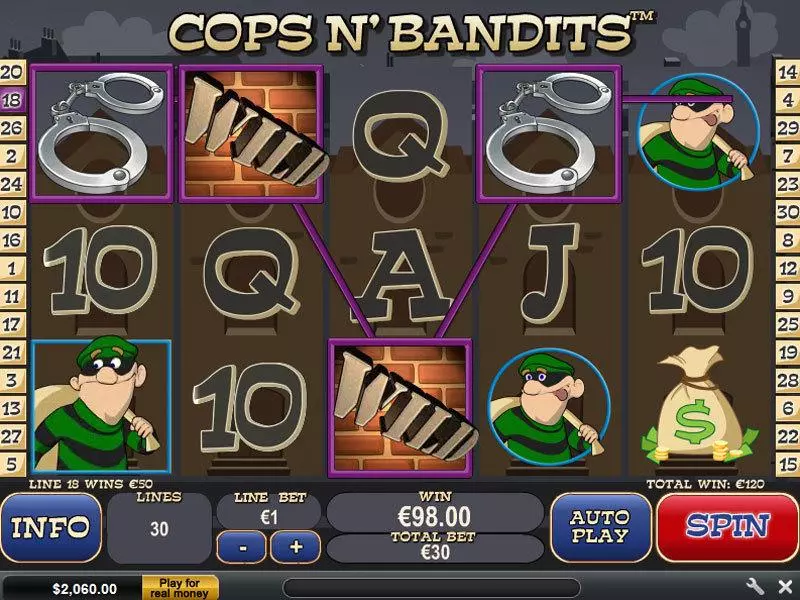 Main Screen Reels - PlayTech Cops n' Bandits Slot