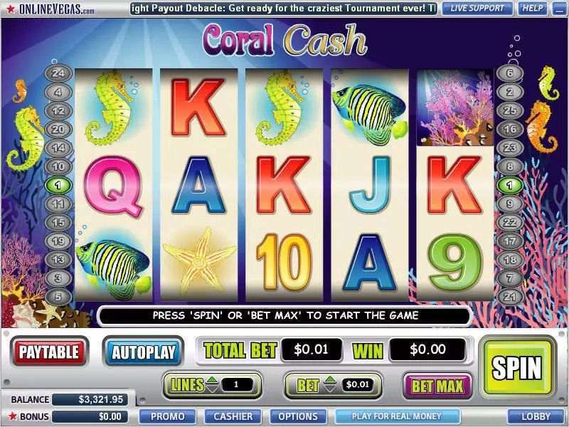 Main Screen Reels - WGS Technology Coral Cash Slot