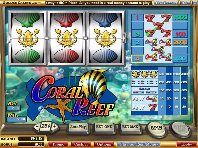 Main Screen Reels - WGS Technology Coral Reef Slot