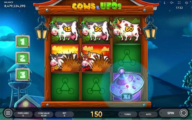 Main Screen Reels - Endorphina Cows & UFOs Slot