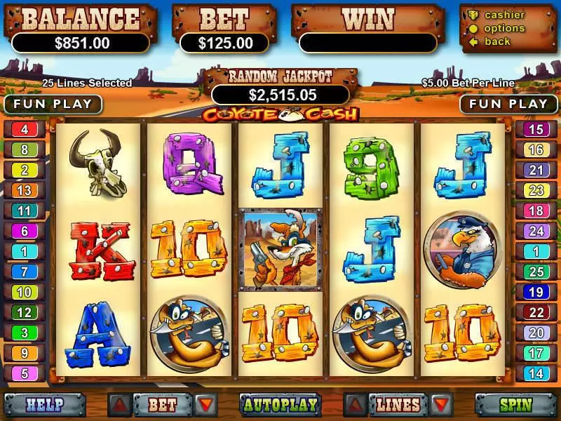 Main Screen Reels - RTG Coyote Cash Slot