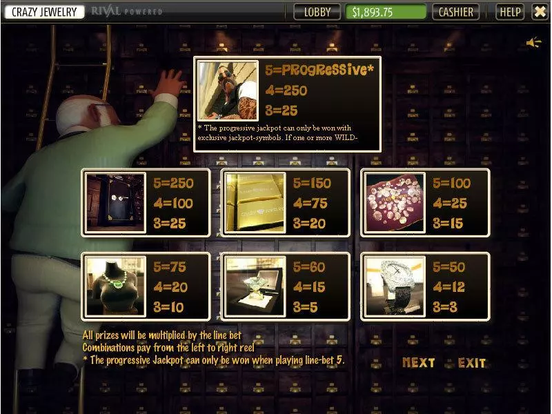 Info and Rules - Sheriff Gaming Crazy Jewelry Slot