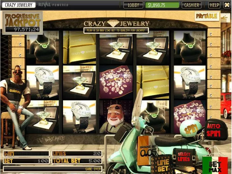 Main Screen Reels - Sheriff Gaming Crazy Jewelry Slot