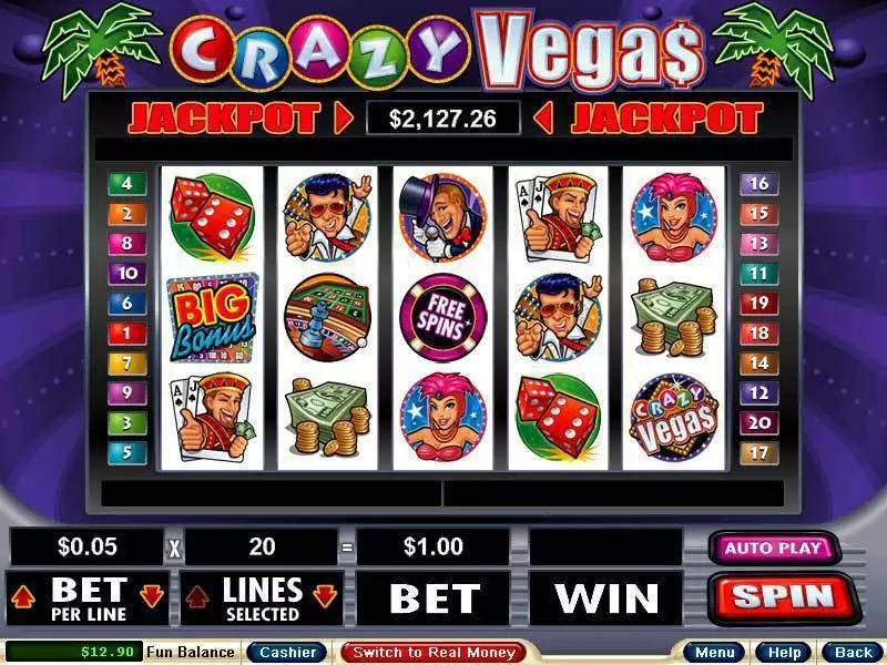 Main Screen Reels - RTG Crazy Vegas Slot