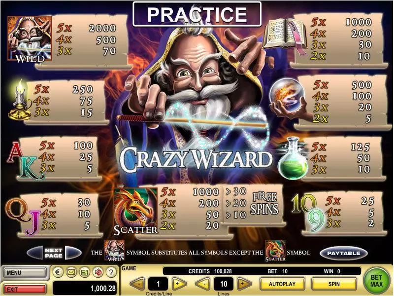 Info and Rules - GTECH Crazy Wizard Slot