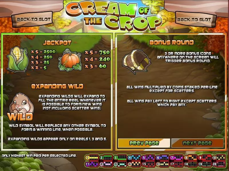 Info and Rules - Rival Cream of the Crop Slot