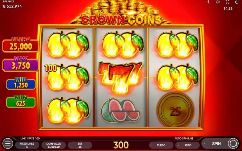 Main Screen Reels - Endorphina Crown Coins Slot
