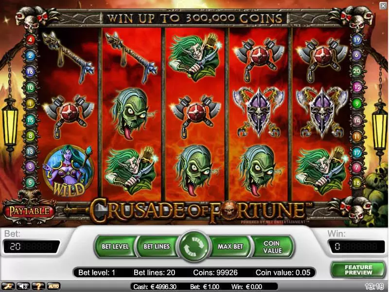 Main Screen Reels - NetEnt Crusaders of Fortune Slot