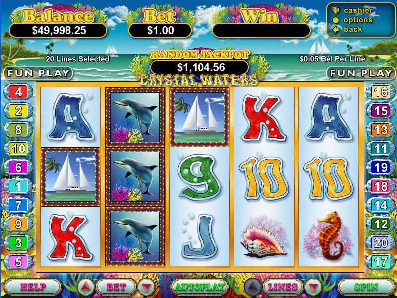 Main Screen Reels - RTG Crystal Waters Slot