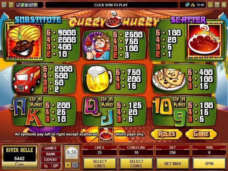 Info and Rules - Microgaming Curry in a Hurry Slot