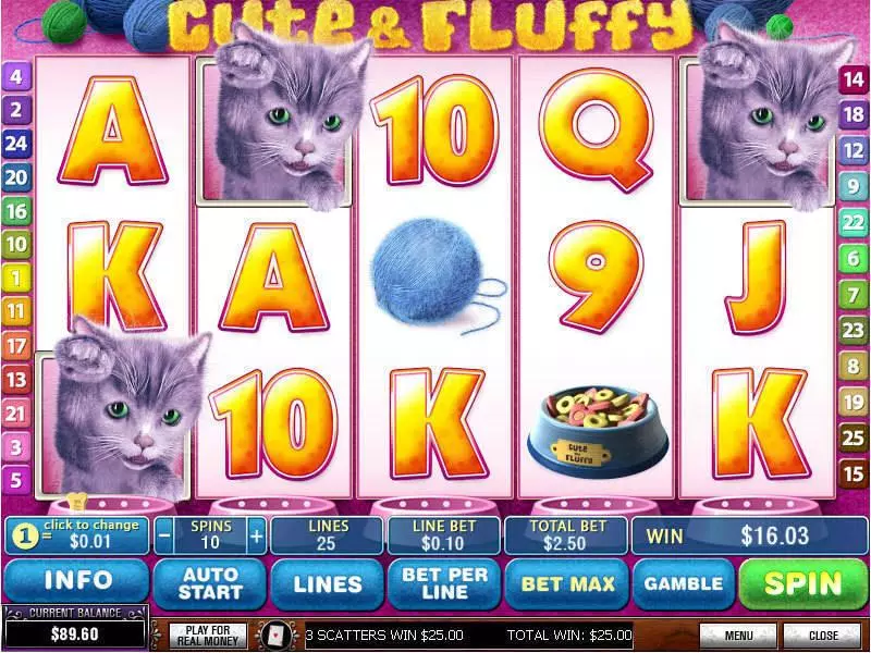 Main Screen Reels - PlayTech Cute and Fluffy Slot