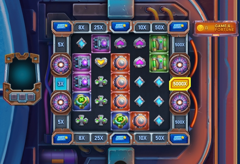 Main Screen Reels - Four Leaf Gaming Cyber Vault Slot