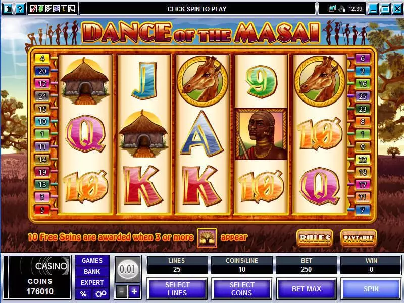 Main Screen Reels - Microgaming Dance of the Masai Slot