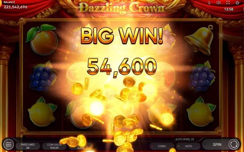 Winning Screenshot - Endorphina Dazzling Crown Slot