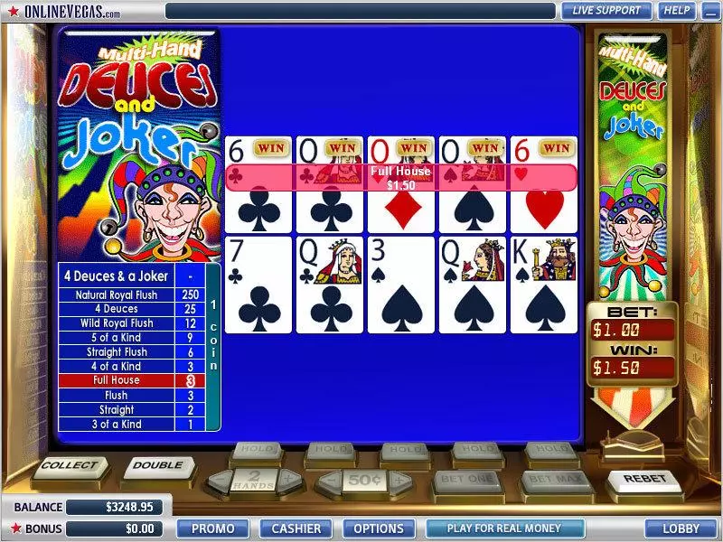 Introduction Screen - WGS Technology Deuces and Joker 2 Hands Poker Video Poker