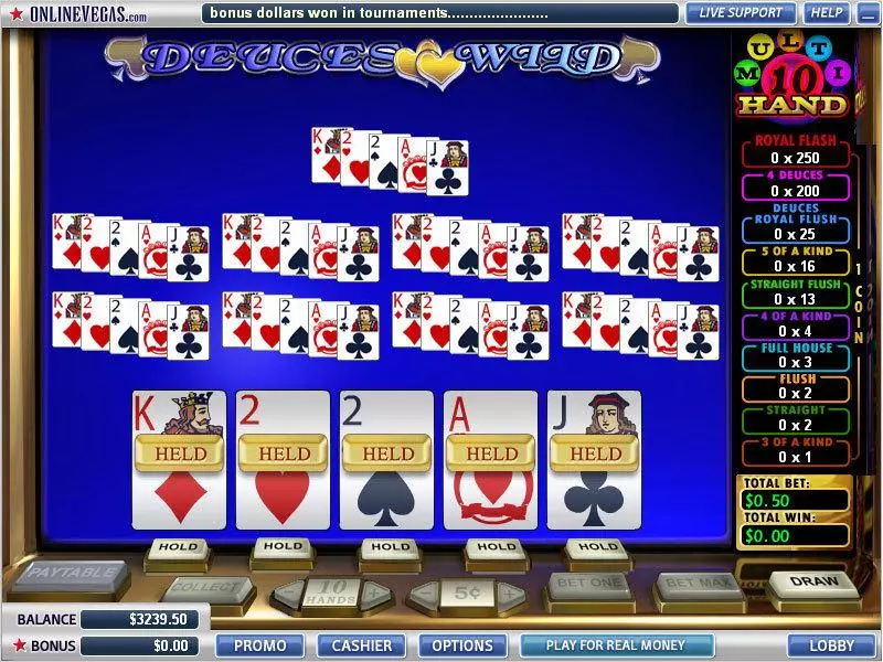 Introduction Screen - WGS Technology Deuces Wild 10 Hands Poker Video Poker
