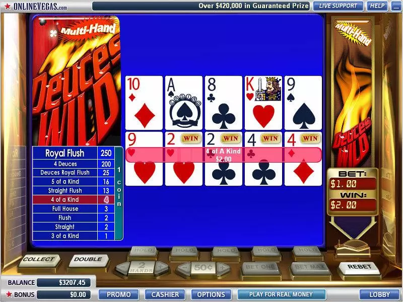 Introduction Screen - WGS Technology Deuces Wild 2 Hands Poker Video Poker
