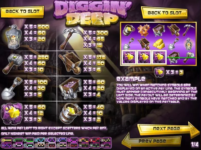 Info and Rules - Rival Diggin Deep Slot