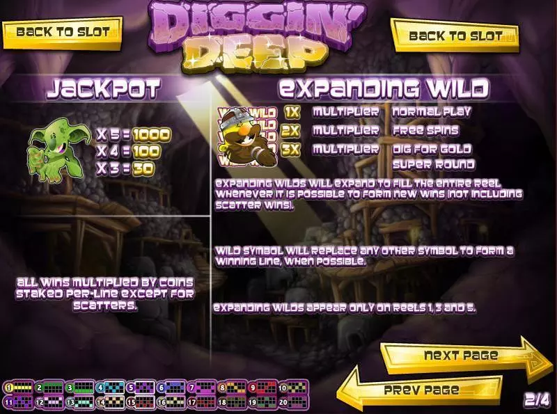 Info and Rules - Rival Diggin Deep Slot