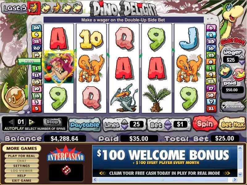 Main Screen Reels - CryptoLogic Dino Delight Slot