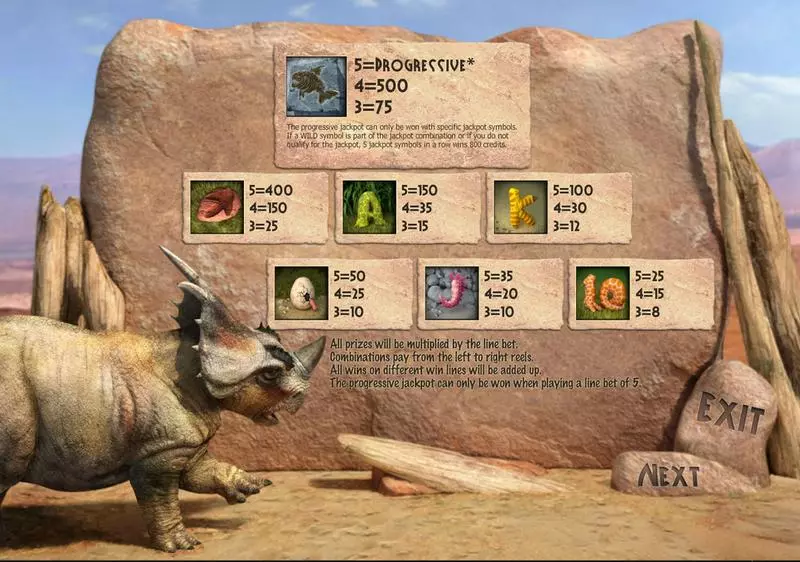 Info and Rules - Sheriff Gaming Dino's Rhino Slot
