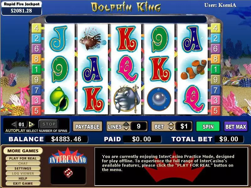 Main Screen Reels - CryptoLogic Dolphin King Slot