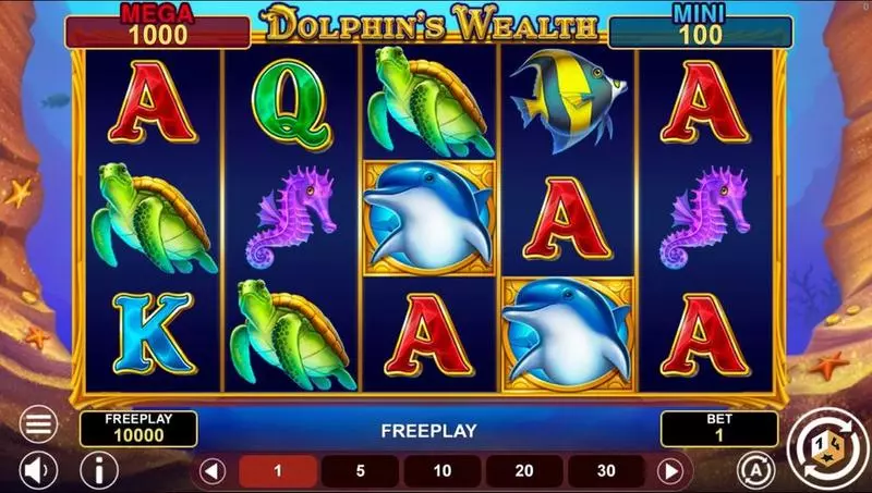 Main Screen Reels - 1Spin4Win Dolphin's Wealth Slot
