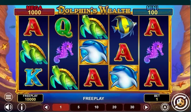 Main Screen Reels - 1Spin4Win Dolphin’s Wealth Win Spins Slot