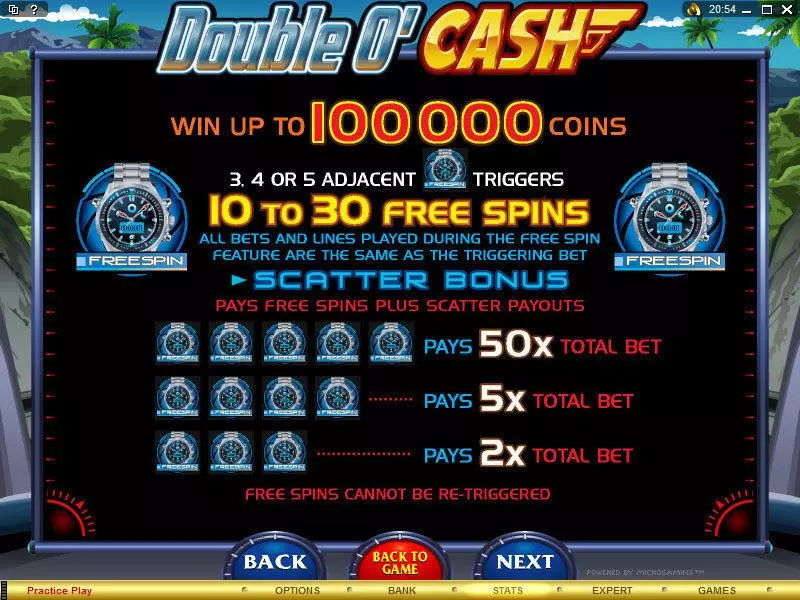 Info and Rules - Microgaming Double O'Cash Slot