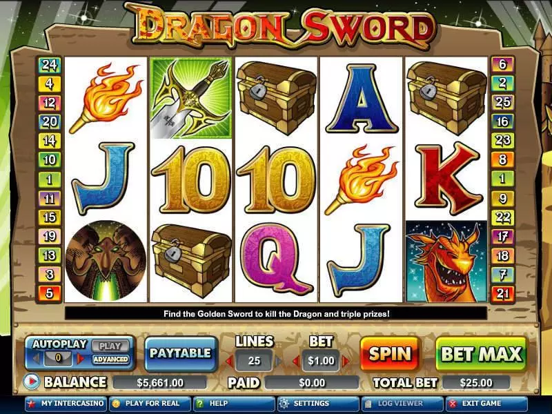 Main Screen Reels - CryptoLogic Dragon Sword Slot