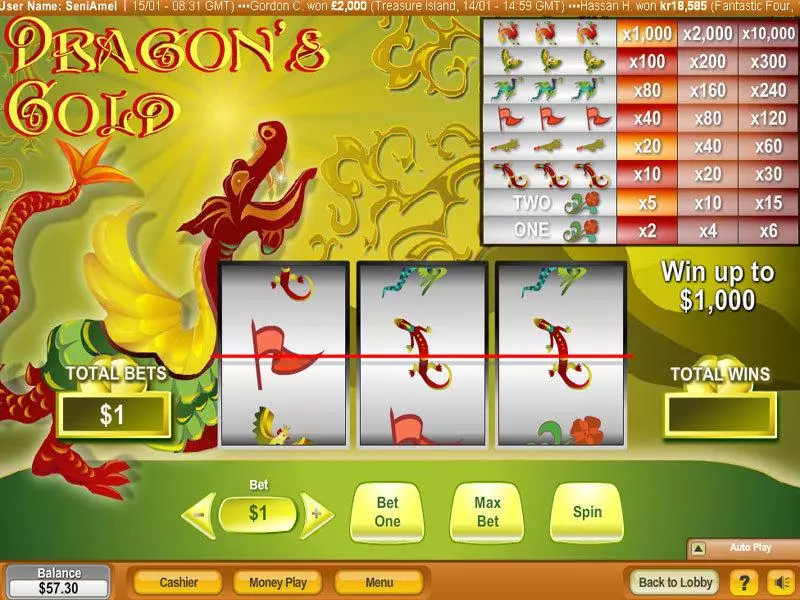 Main Screen Reels - NeoGames Dragon's Gold Slot